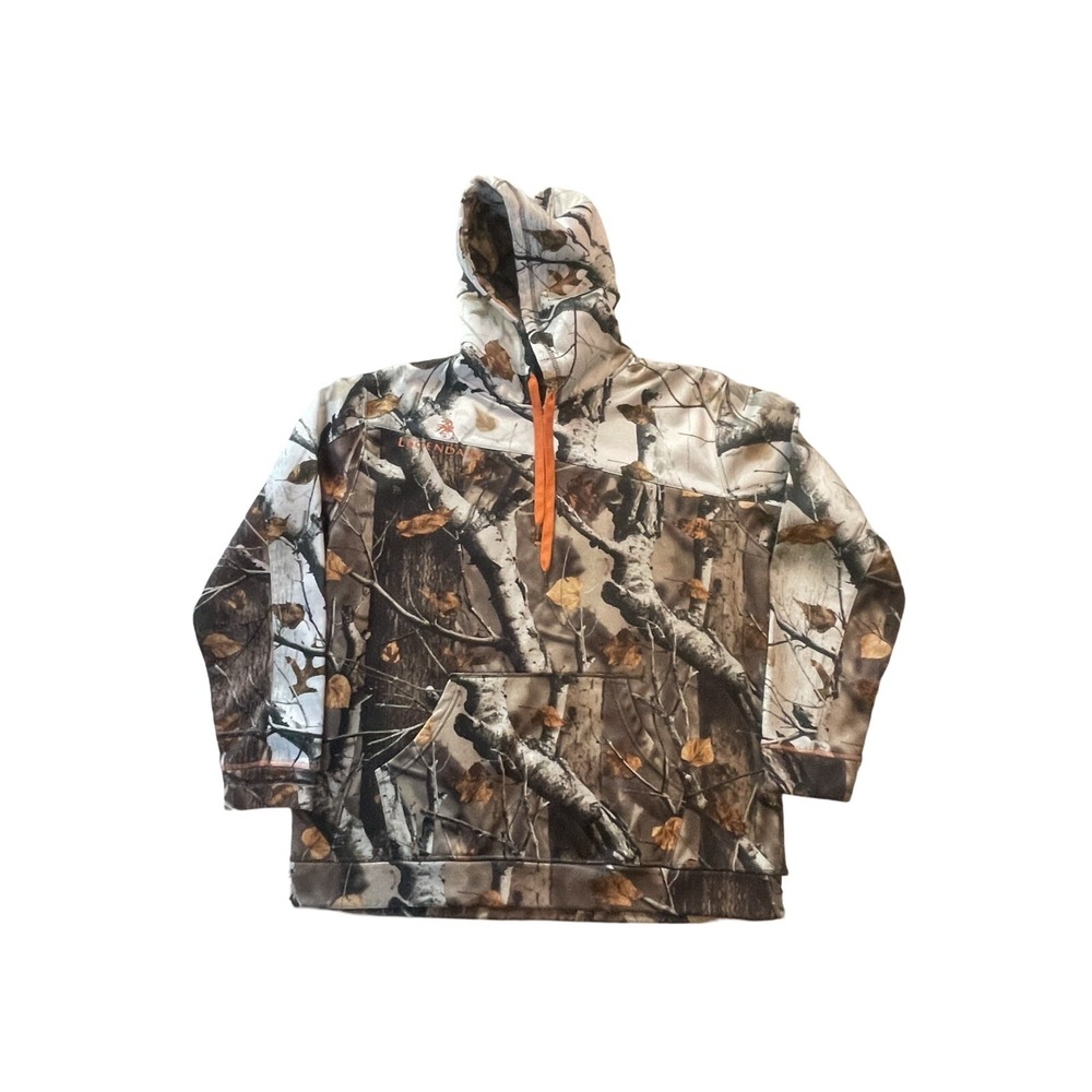 Legendary Whitetails SNOWCAP Camo Original Deer Gear Pullover Hoodie Jacket L